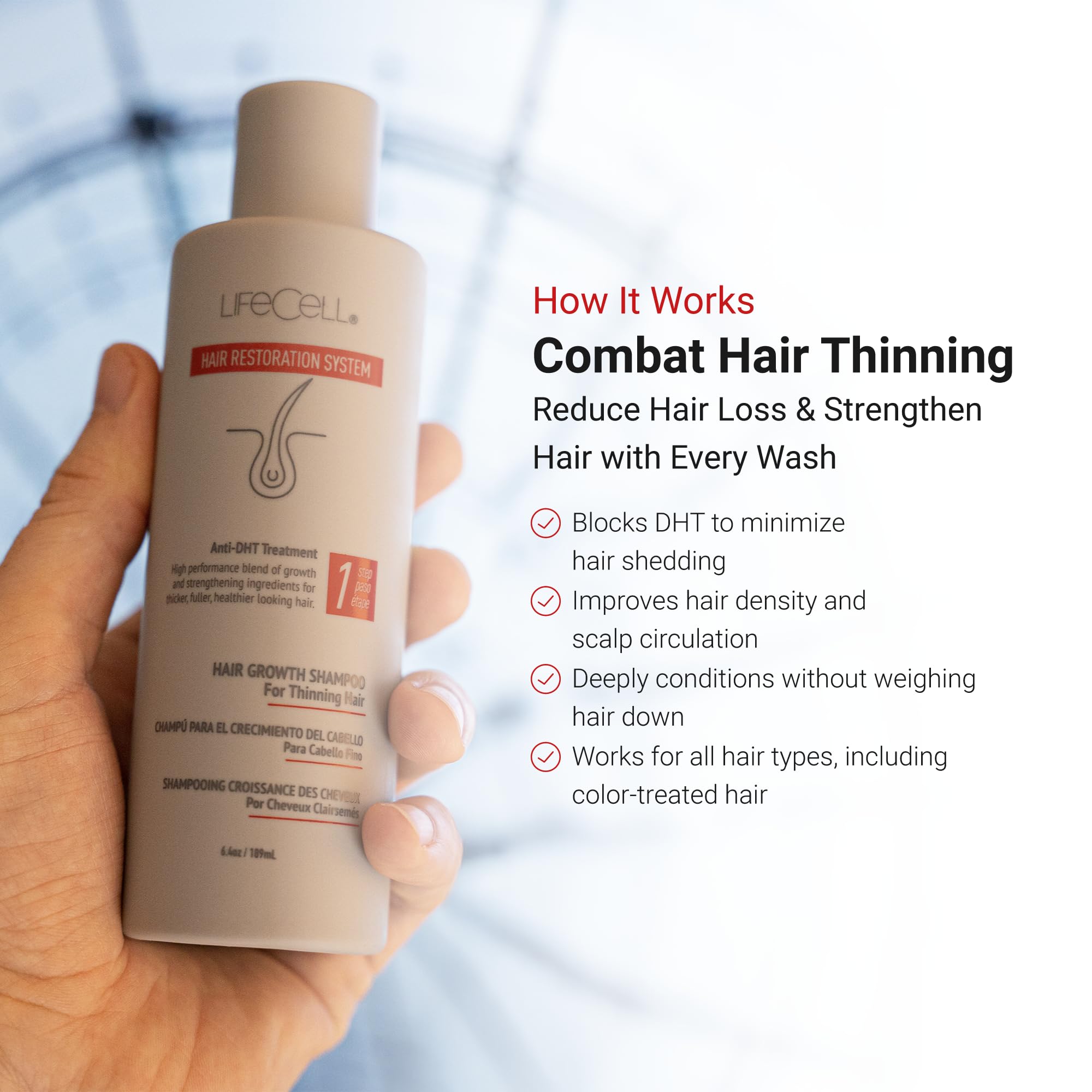 LifeCell Hair Restoration System – Anti-DHT Shampoo & Conditioner for Thicker, Fuller Hair Growth – Strengthens & Revitalizes Hair – Supports Scalp Health – For Men & Women – Perfect for Daily Hair Care & Thinning Hair Solutions