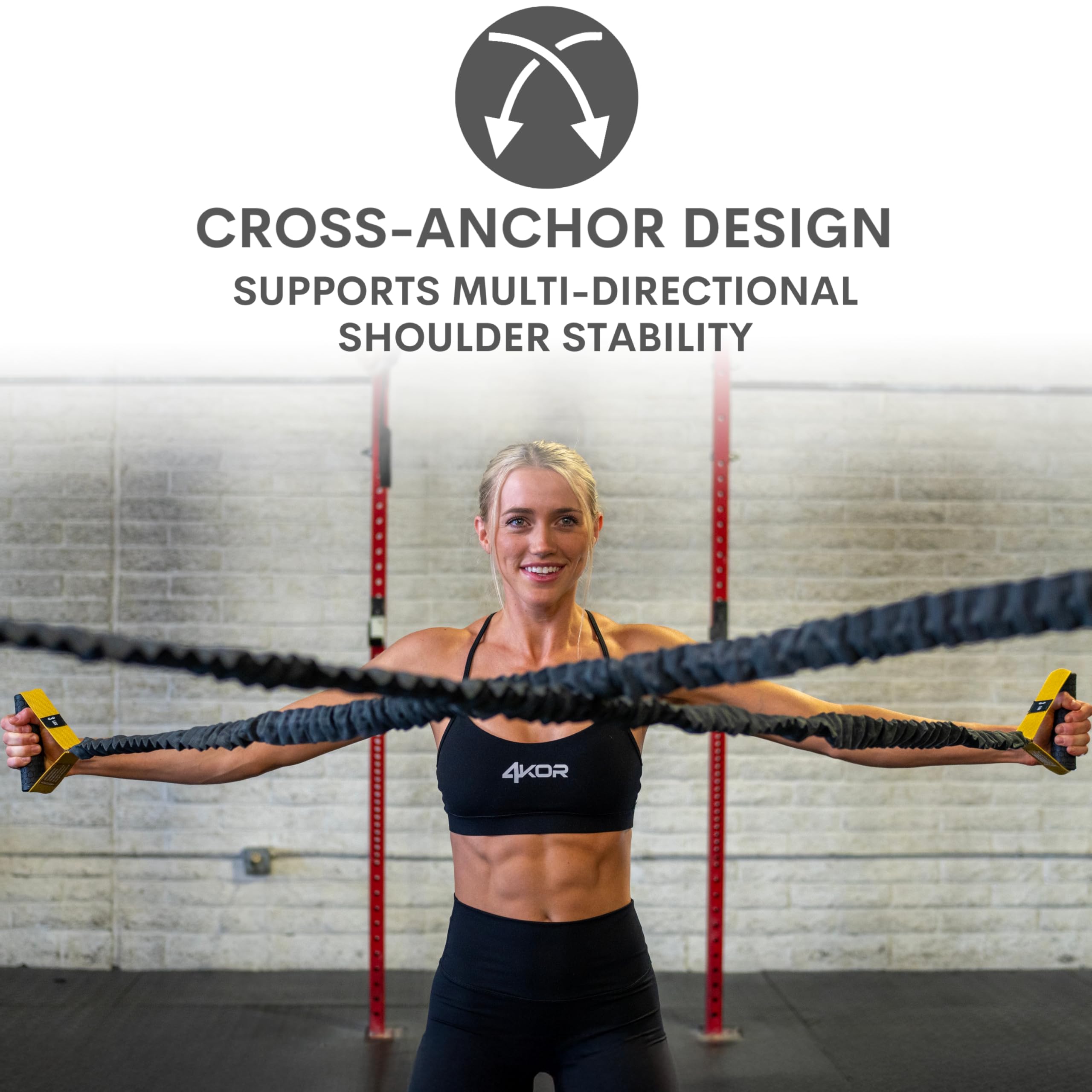 4KOR Fitness Resistance Bands - Cross Anchored Shoulder Exercise Cords for Dynamic Warmups, Physical Therapy & Home Workouts - Durable Elastic Training Bands for Strength Training, Mobility & Rehab Exercises (1 Pair) - Perfect for Gym, Physical Therapy & Home Fitness Routines