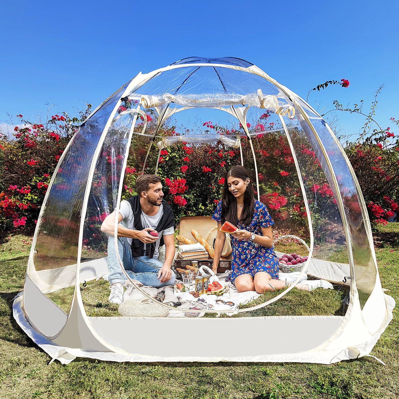 540° Fully Transparent Pop-Up Screen House Tent for Outdoor Camping - Lightweight Gazebo with No Dead Corners for Backyard, Picnics & Bug Protection