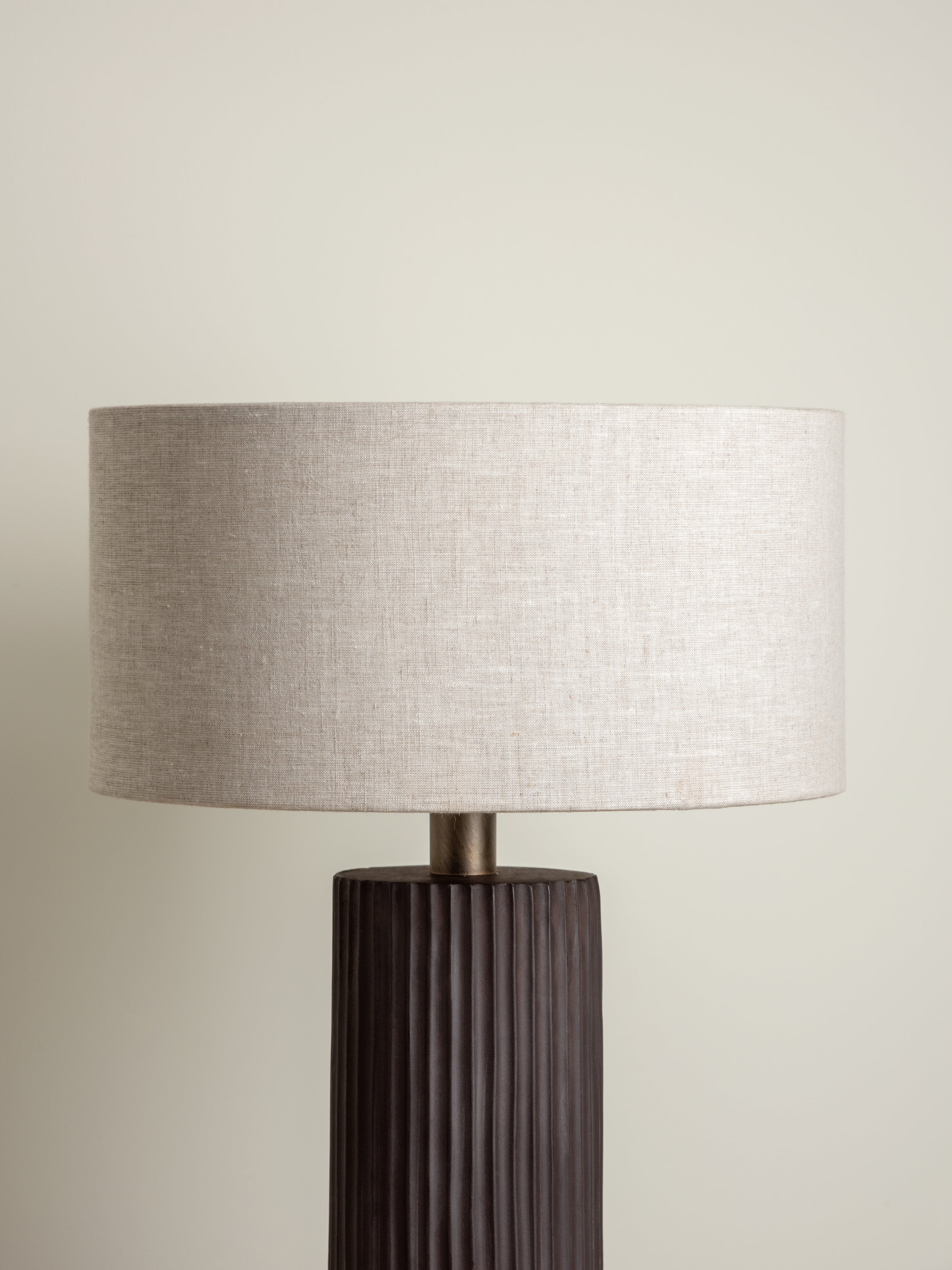 Nitara Chocolate Ribbed Concrete Table Lamp - Modern Industrial Desk Light for Living Room, Bedroom, or Office Decor