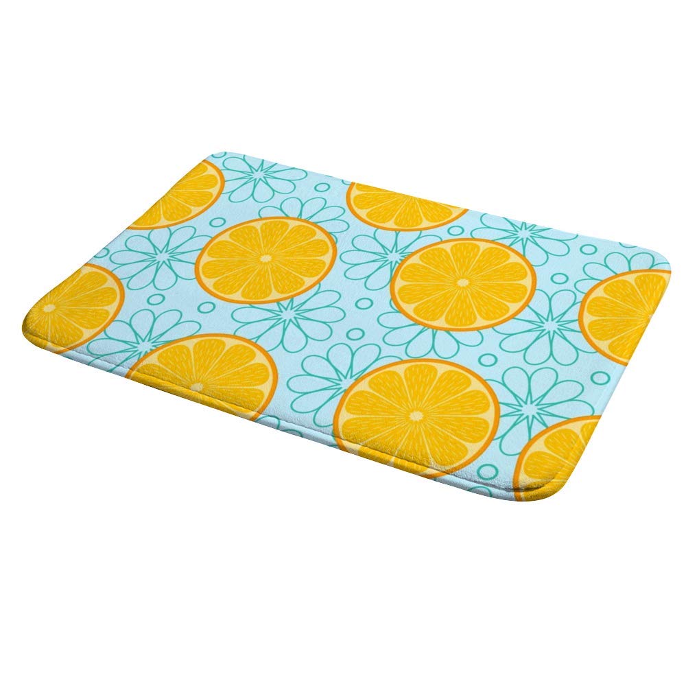 Non-Slip Orange Fruit Slices Bath Mat - Super Absorbent Velvet Bathroom Rug, 24x16 Inch, Quick Drying & Soft Floor Mat for Bathroom Decor - Perfect for Bathroom Safety, Kids' Bath Time & Spa Relaxation
