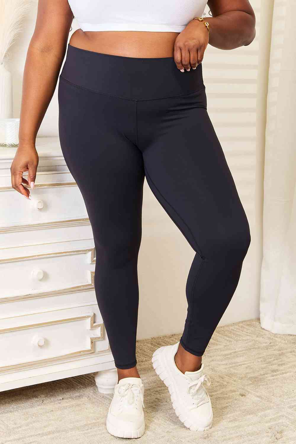 High Waist Yoga Pants for Women - Breathable Workout Leggings with Wide Comfortable Waistband | White & Black | Perfect for Gym, Running, Pilates & Lounge Wear
