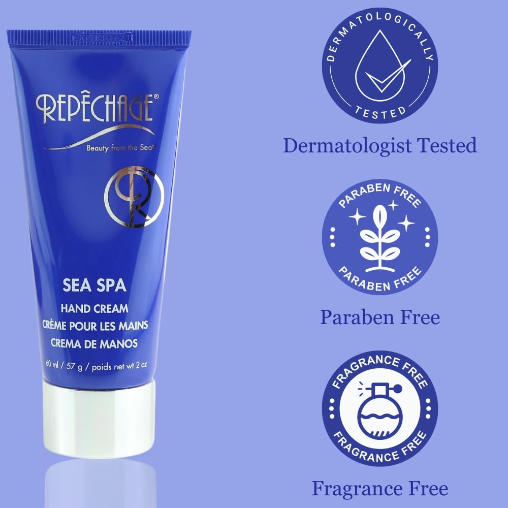 Repechage Sea Spa Hand Cream with Green Tea Extract - 60ml Deep Hydration for Dry, Cracked Hands | Non-Sticky Formula for Smooth, Soft Skin | Perfect for Office, Travel & Winter Care