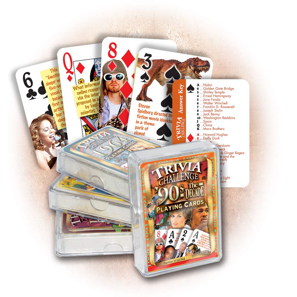 1990s Trivia Playing Cards - Fun Nostalgic Gift for 35th or 30th Birthday Party Games, Family Game Night & 90s Themed Events