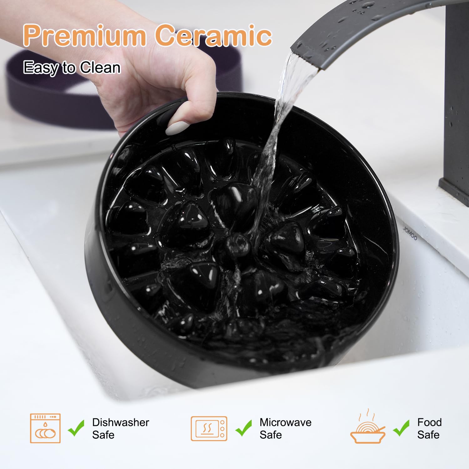 Sted Ceramic Slow Feeder Dog Bowl for Medium & Large Breeds - Non-Slip Silicone Base Puzzle Feeder - Helps Slow Down Fast Eaters & Prevent Bloat - Perfect for Mealtime Enrichment & Portion Control (Maze Black)
