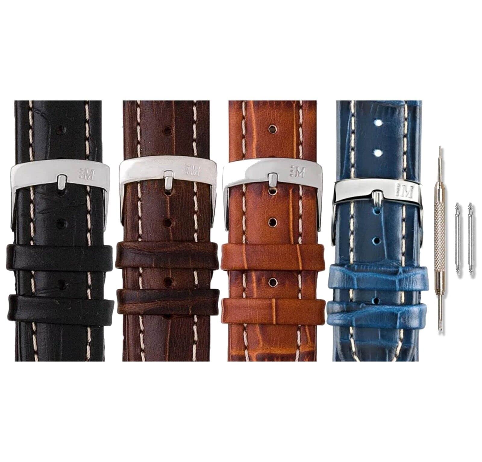 Vintage Calf Leather Watch Strap with Chrome Buckle - 1930 Collection for Dress Watches