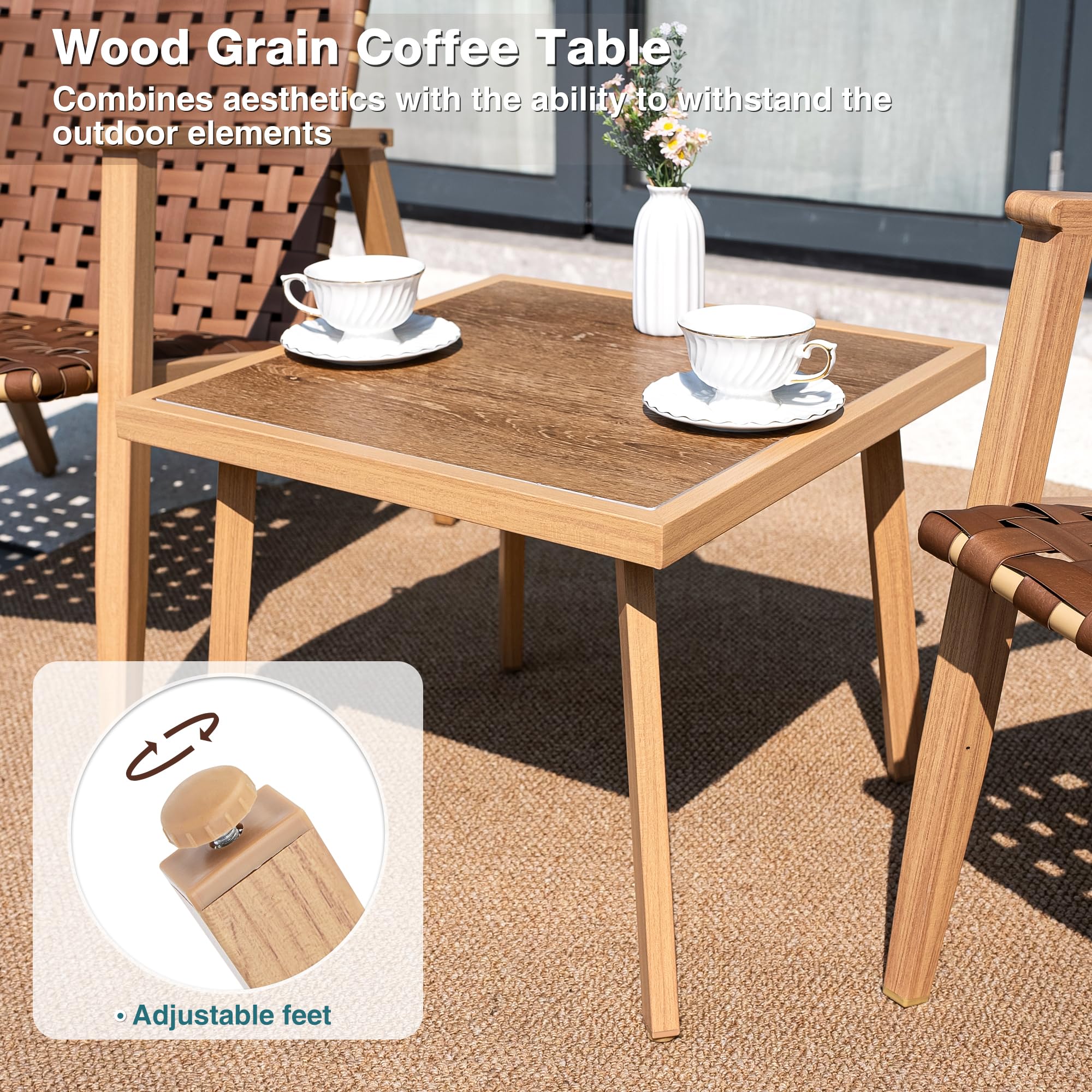 3 Piece Patio Bistro Set - Outdoor Wicker Conversation Chairs with Glass Top Coffee Table - Weather-Resistant Patio Furniture for Porch, Backyard, Balcony, Park, Deck & Poolside - Perfect for Relaxing, Entertaining & Outdoor Dining