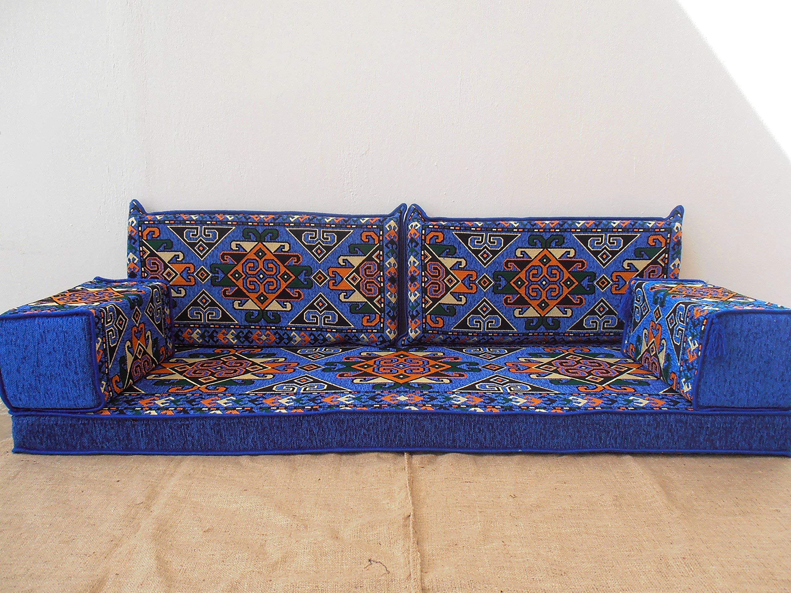 Premium Arabic Majlis Sofa Set - Oriental Floor Seating Couch with Cushions for Jalsa & Traditional Gatherings | Comfortable Low-Profile Furniture for Living Rooms, Lounges & Cultural Events