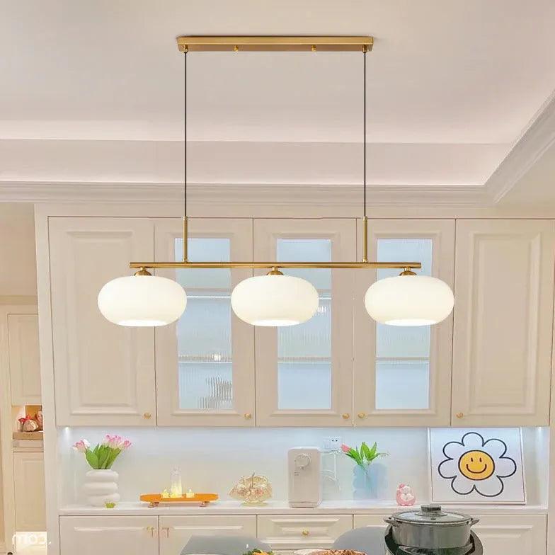 Modern 3-Light White Glass LED Kitchen Island Pendant Lighting Fixture - Perfect for Dining Room, Bar Counter, and Breakfast Nook Illumination