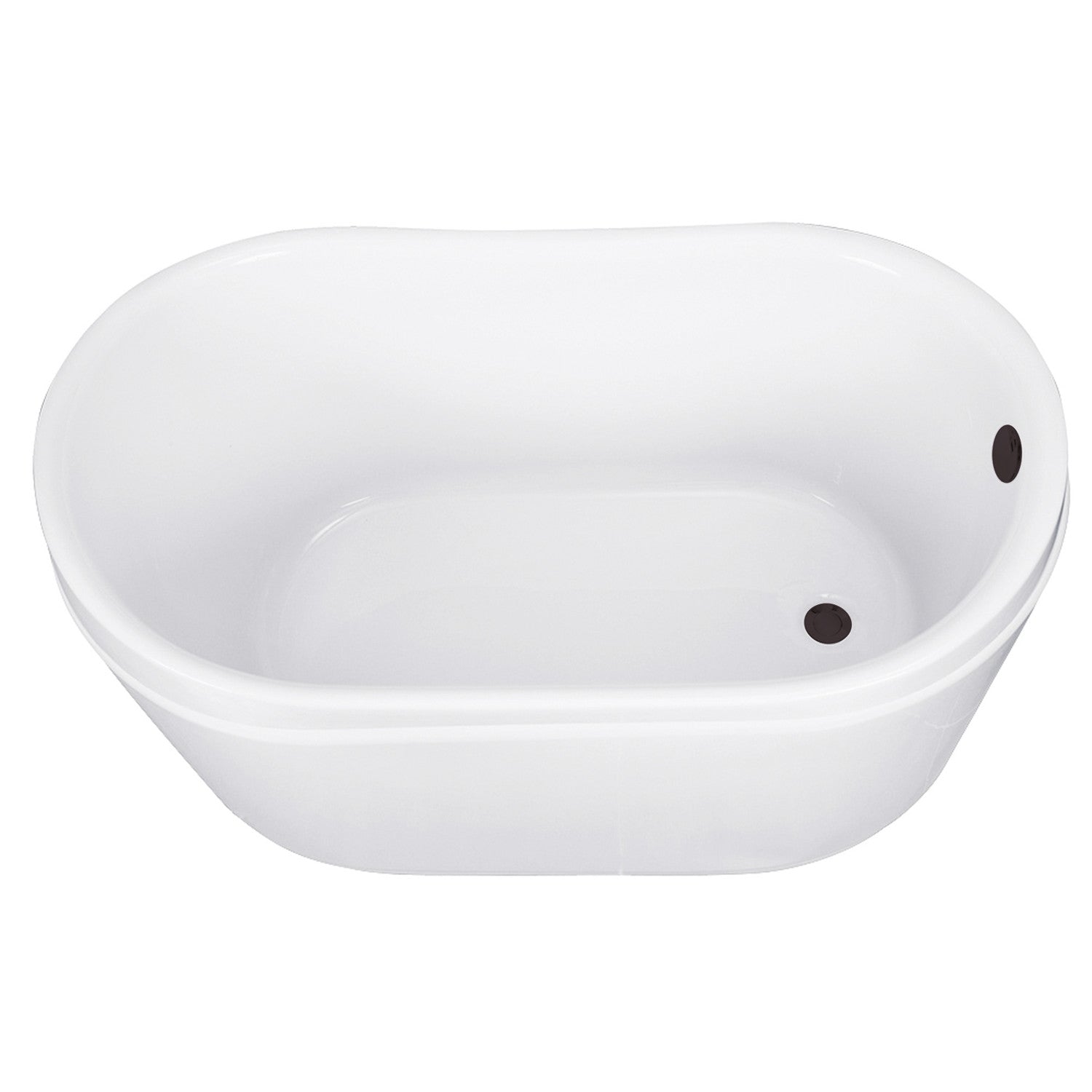 Aqua Eden 52 Inch Acrylic Oval Freestanding Bathtub - Glossy White with Oil Rubbed Bronze Finish - Double Slipper Design with Overflow/Drain Assembly - Perfect for Luxury Bathrooms & Spa Retreats