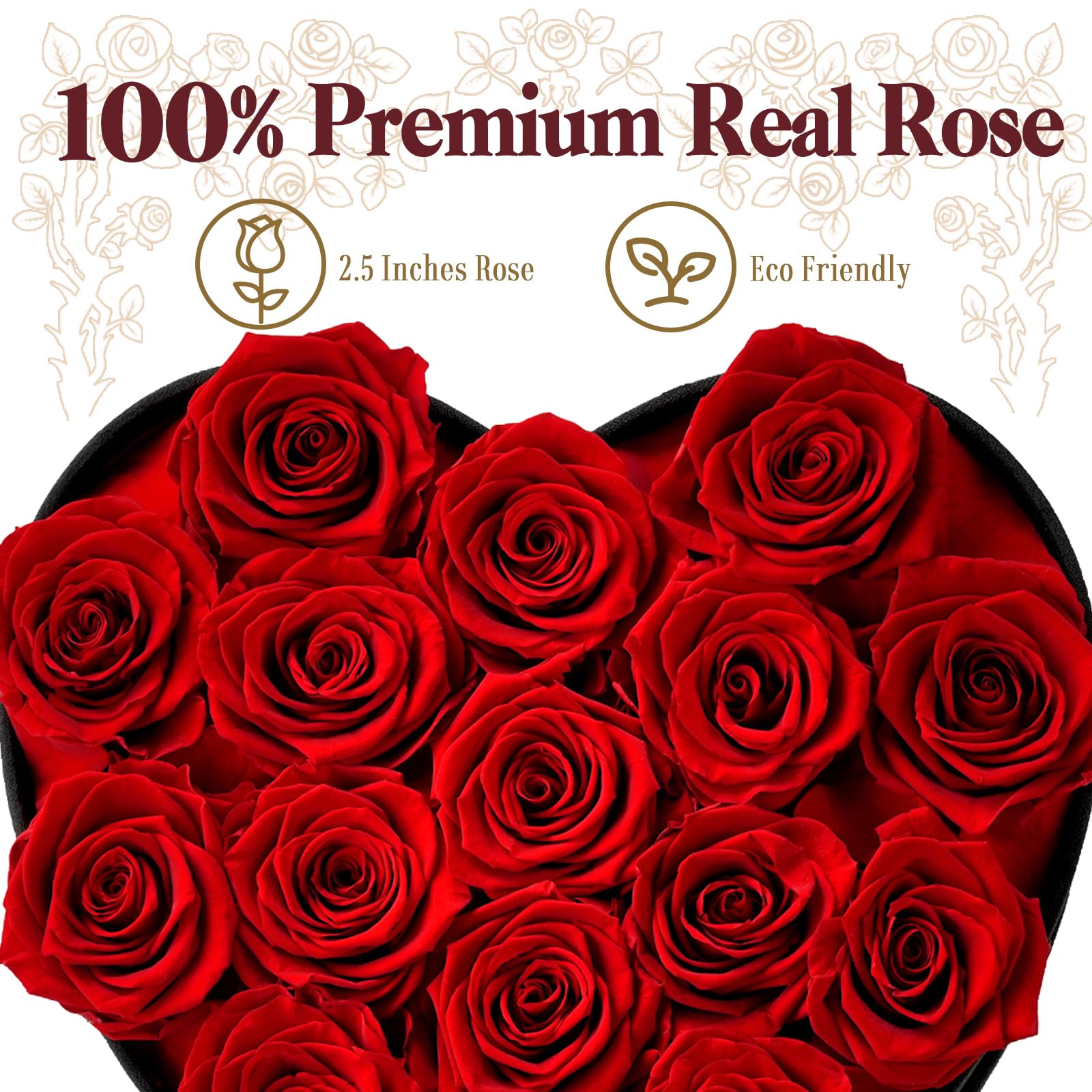 BLOSSBLISS 16-Piece Preserved Red Roses in Heart-Shaped Box - Eternal Love Gift for Wife, Anniversary, Valentine's Day & Mother's Day - Long-Lasting Luxury Floral Arrangement for Romantic Surprises & Home Decor
