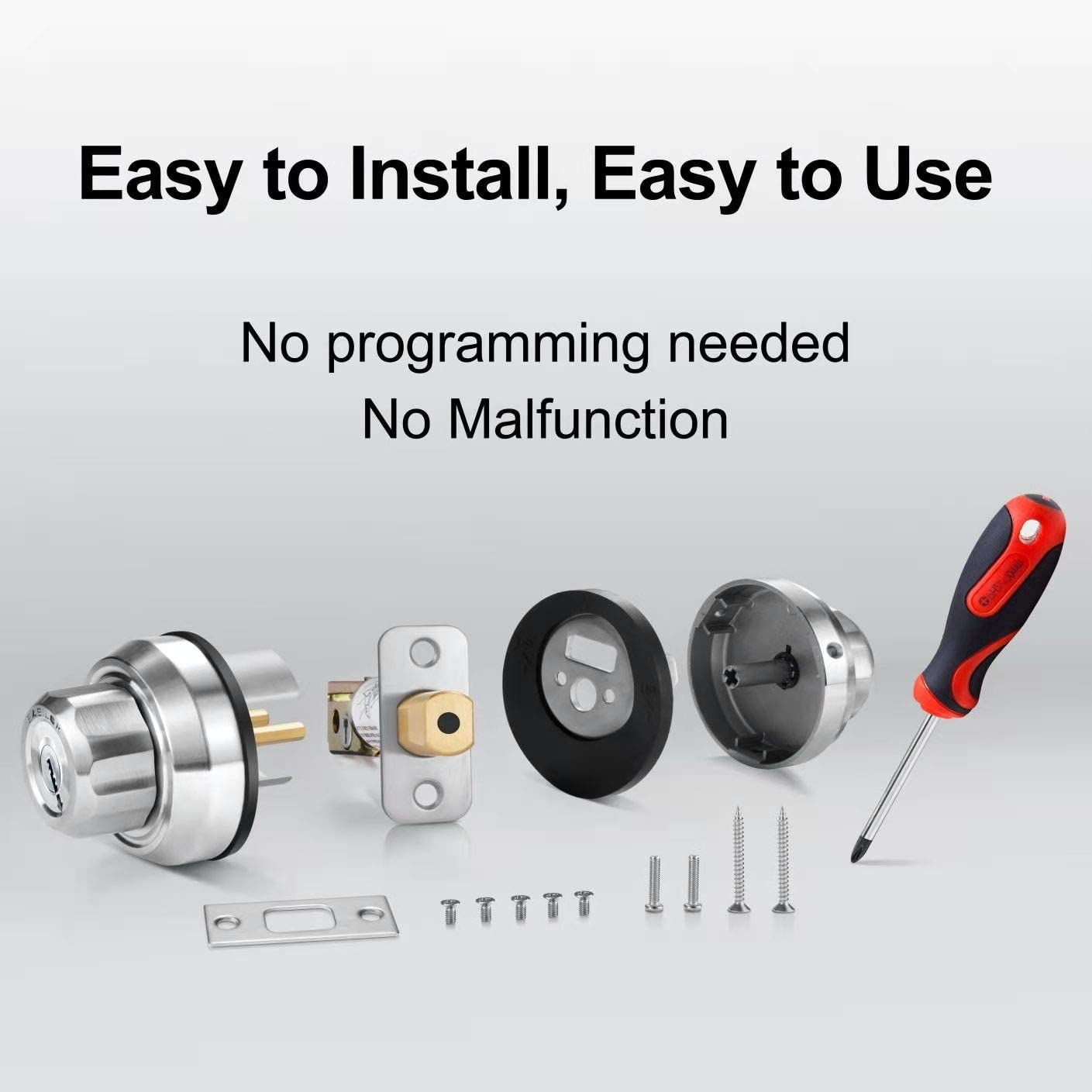 EASlLOK Heavy Duty Keyless Deadbolt Lock - 304 Stainless Steel Front Door Lock with Twist-to-Lock Mechanism (2 Pack) | Secure Your Home, Office & Gate - Weatherproof & Tamper-Resistant Design