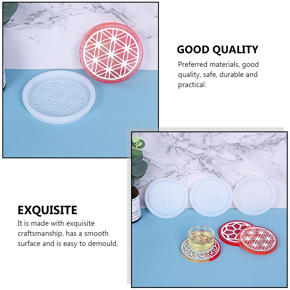 BESPORTBLE 3Pcs Round Silicone Coaster Molds for Resin Casting - DIY Epoxy Coaster Making Kit for Home Decoration, Wedding Favors, and Table Setting Accessories