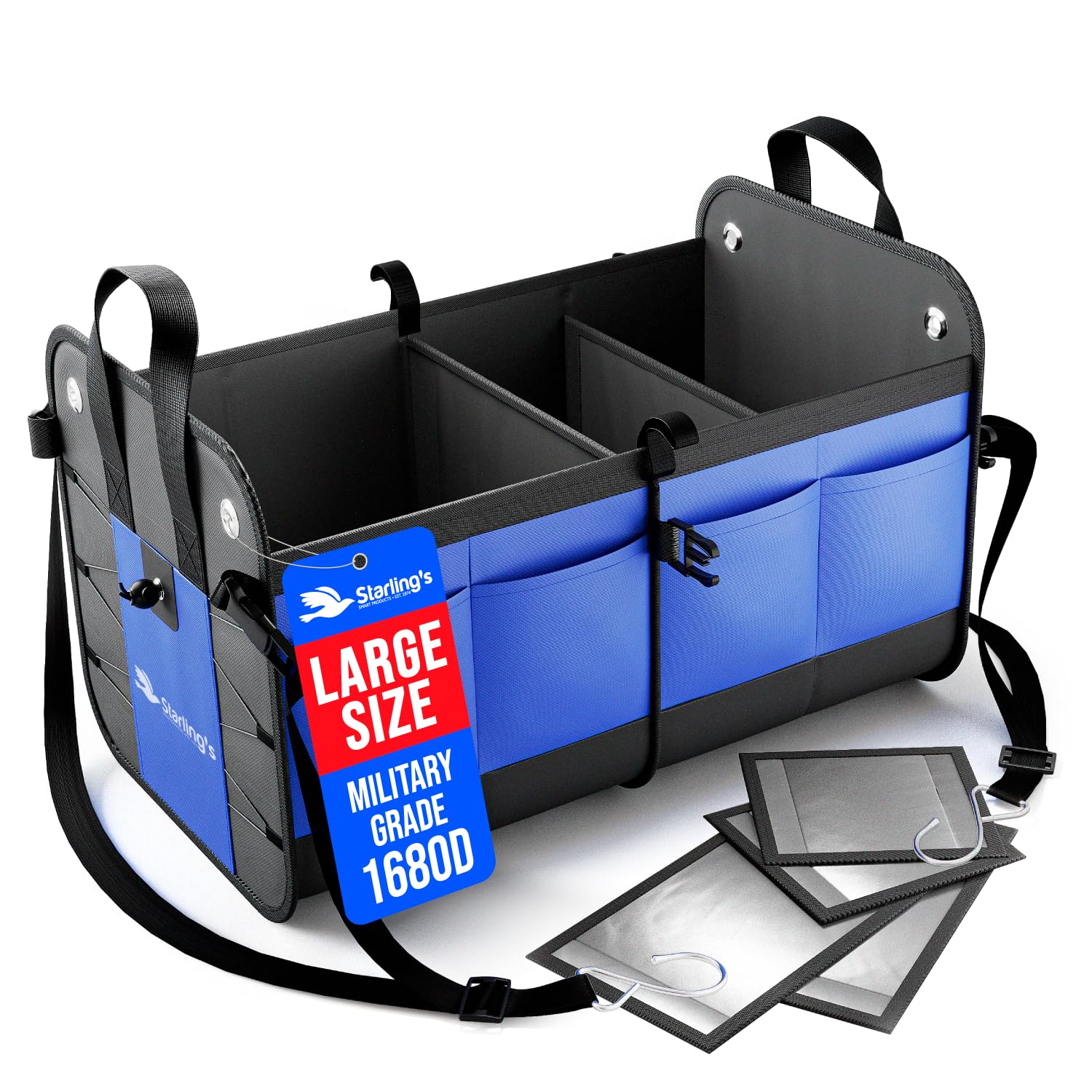 Premium Car Trunk Organizer - Large Collapsible Storage Box with Adjustable Compartments | Heavy-Duty SUV/Truck Cargo Organizer | Waterproof Non-Slip Trunk Bin for Groceries, Tools & Travel Essentials | Perfect for Road Trips, Camping & Daily Commute