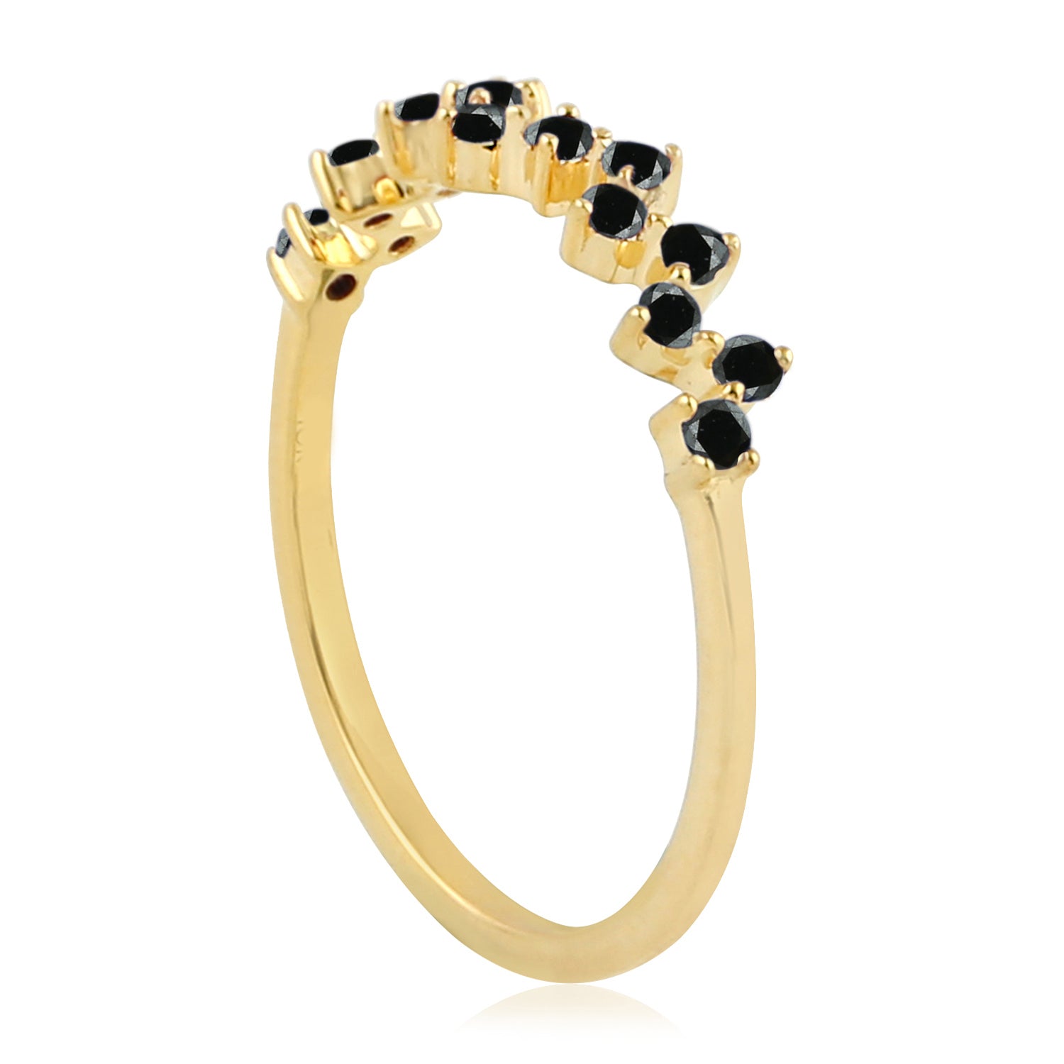 10K Yellow Gold Prong Set Black Diamond Engagement Ring for Women - Elegant Wedding Band, Anniversary Gift, Promise Ring for Special Occasions