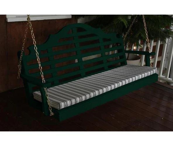 A&L Furniture Yellow Pine Marlboro Swing - Outdoor Porch Swing with Comfortable Cushion for Garden, Patio, and Backyard Relaxation