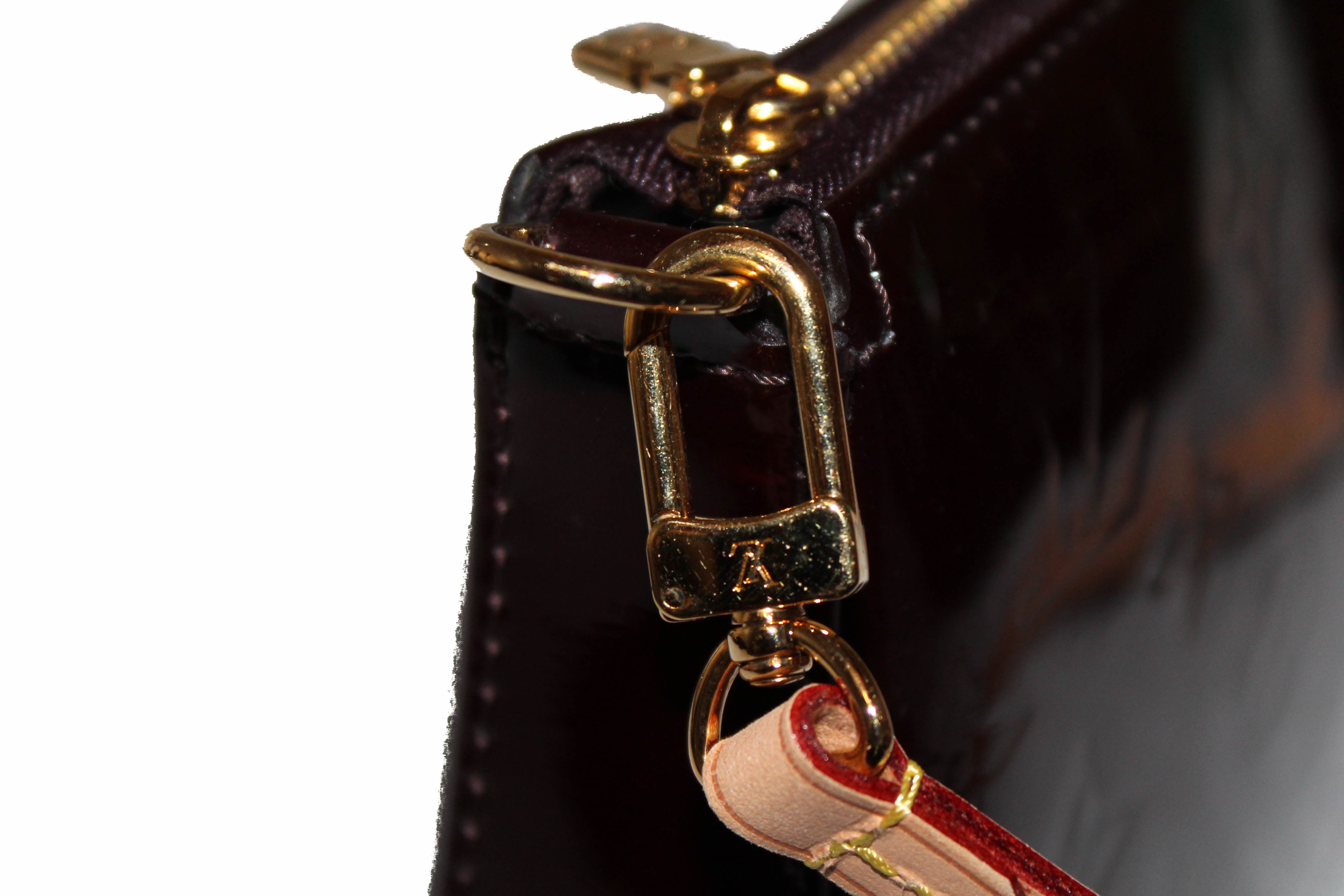 Authentic Louis Vuitton Amarante Monogram Vernis Leather Pochette Shoulder Bag - Luxury Crossbody Purse for Women, Perfect for Evening Parties & Date Nights