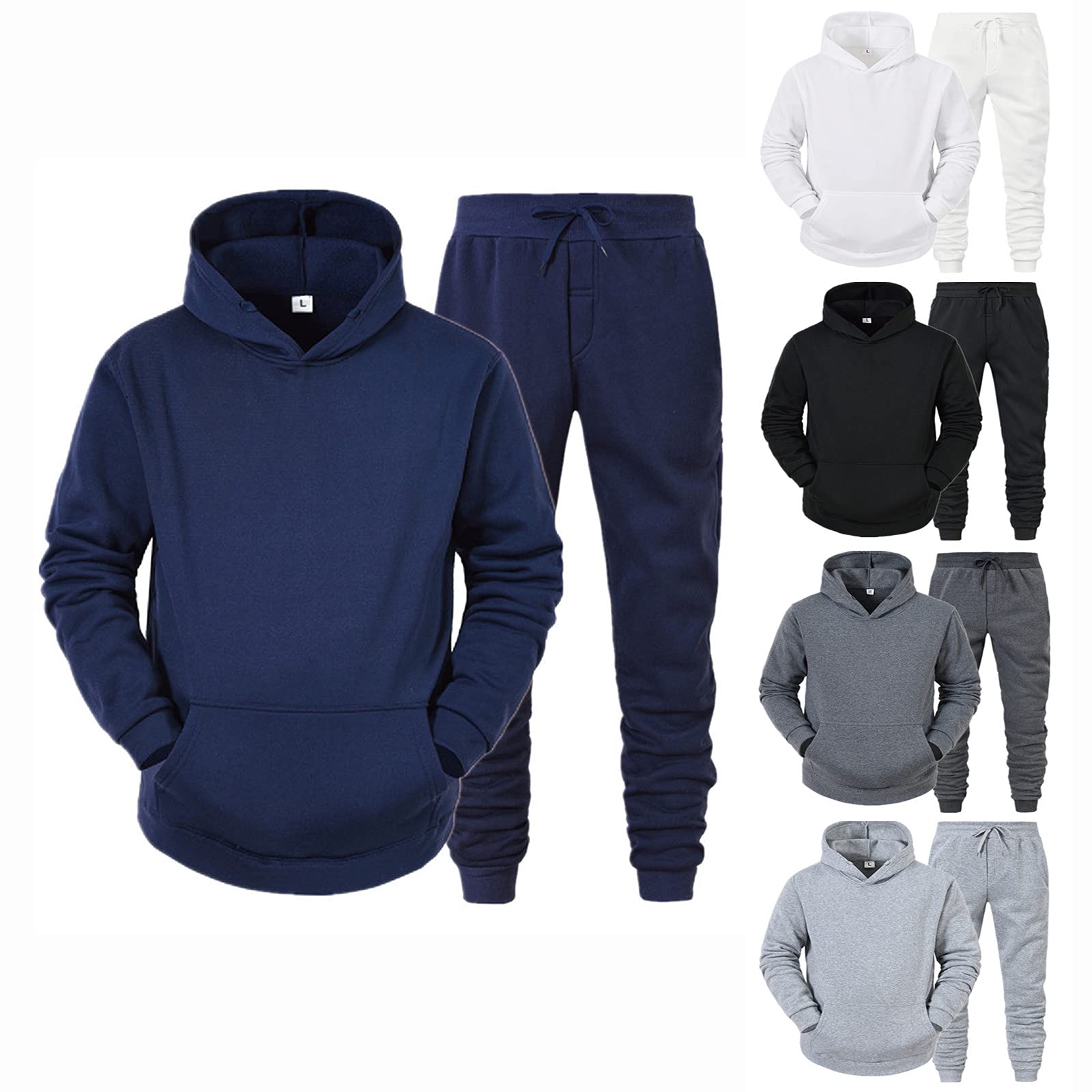 WUANDIXFA Men's Tracksuit Set - Comfortable Crewneck Sweatshirt & Loose Fit Sweatpants for Casual Wear | Gym, Lounge, Running, Streetwear