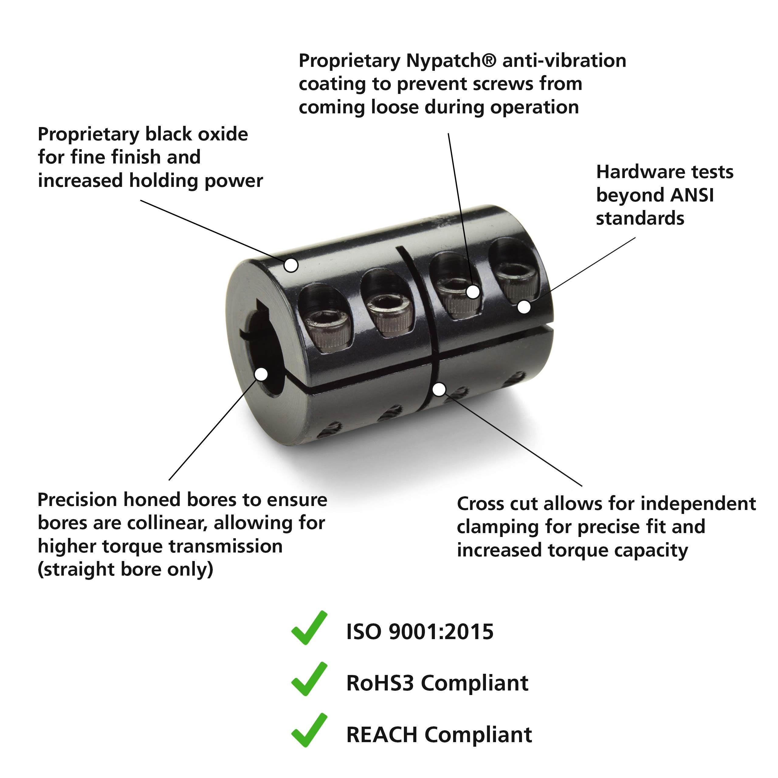 Ruland CLC-14-14-F Black Oxide Steel Rigid Coupling with Keyway - 7/8