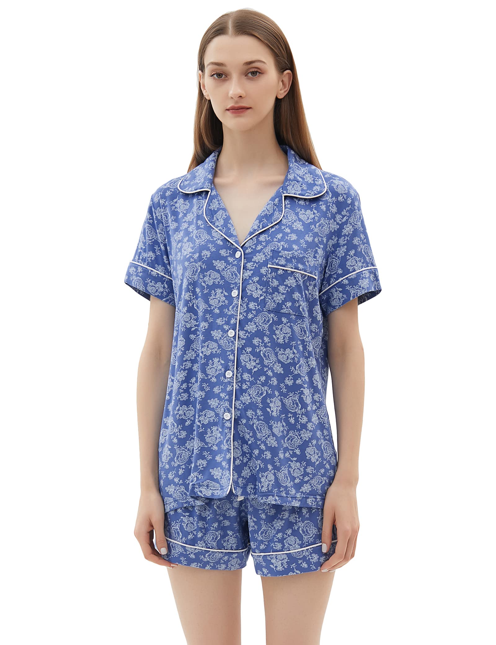Cherrydew Women's Soft Bamboo Pajama Set - Comfortable Sleepwear Shorts & Top for Lounge, Travel & Relaxation at Home