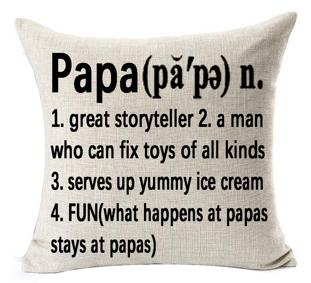 Best Dad Gifts - Warm Sayings & Storyteller Cotton Linen Throw Pillow Cover 18x18 Inches - Perfect for Father's Day, Birthday & Home Decor