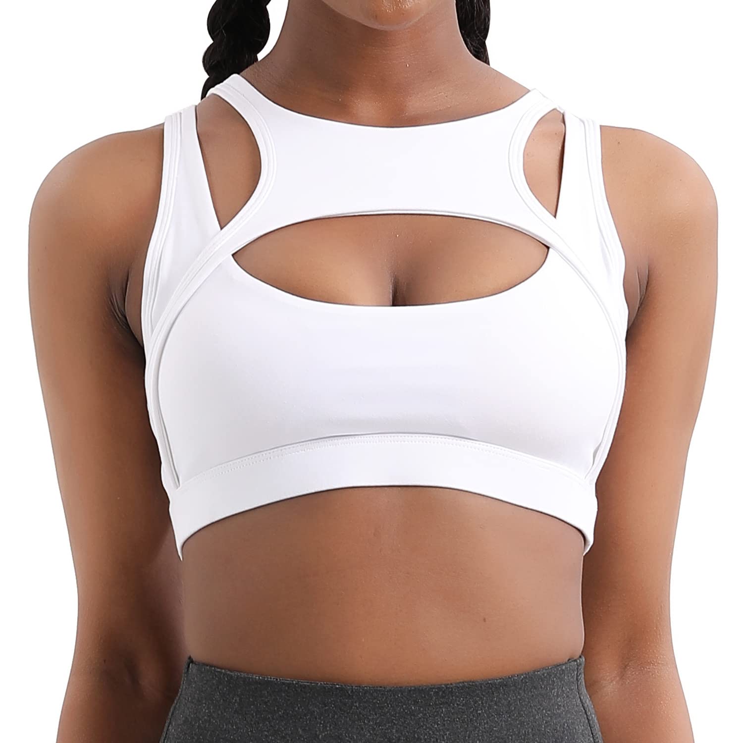 Sexy Cutout Sports Bra for Women - High Support Workout Top with Removable Padded Cups for Yoga, Running & Gym | Breathable Activewear for Fitness Training