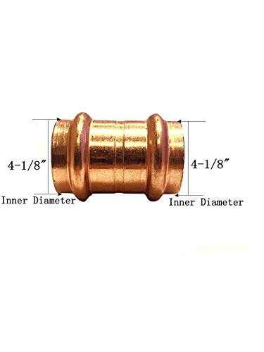 4 Inch Copper Press Coupling with Stop - Press x Press Fitting for Plumbing Supply - Durable 4'' Copper Pipe Connector - Perfect for Residential & Commercial Water Systems
