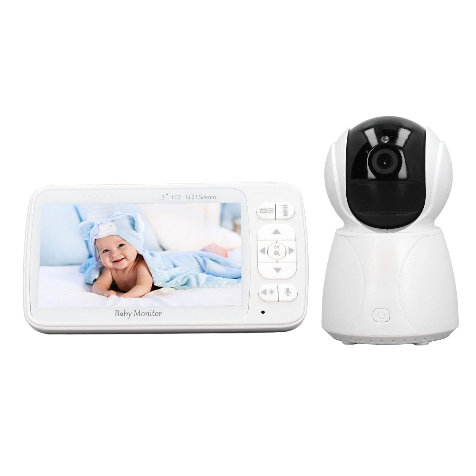 5 Inch HD Rotating Baby Monitor with Night Vision, 2-Way Audio & Noise Detection - Smart Nursery Camera with Lullabies & Motion Alerts (US Plug) | Perfect for Newborns, Toddlers & Home Security Monitoring