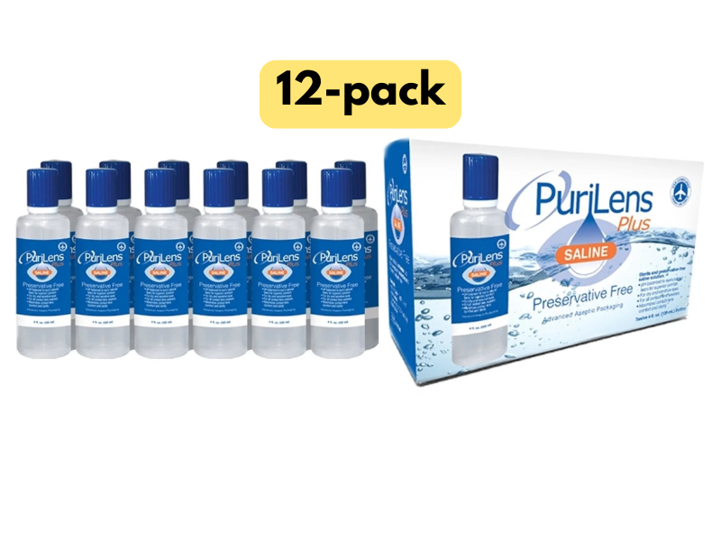 PuriLens Plus Sterile Saline Solution for Contact Lenses - 4 oz Bottle | Gentle Rinsing & Storage Solution for Daily, Soft, and Gas Permeable Lenses | Perfect for Travel, Home, and On-the-Go Use