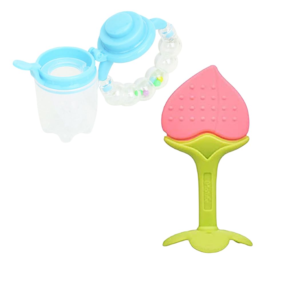 Kritiu Baby Rattle Nibbler & Teether Combo - BPA-Free Silicone Teething Toy for Infants 0-12 Months | Safe Chew Relief for Sore Gums | White & Peach | Perfect for Soothing, Playtime & Early Sensory Development