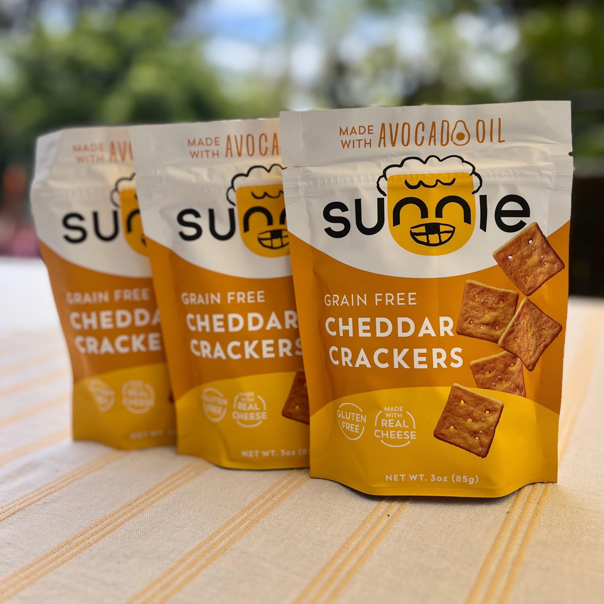 Gluten Free Cheddar Crackers - Healthy Grain Free Snacks with Real Cheese & Avocado Oil | Low Calorie, Individually Wrapped (3 oz, Pack of 3) | Perfect for School Lunches, Office Snacks & On-the-Go Healthy Eating