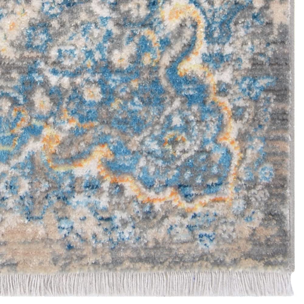 Machine Made Polyester Area Rugs 5'x7'10'' - Gray Blue Oriental Traditional Design Low Pile Carpet for Living Room, Bedroom & Office (M00100)