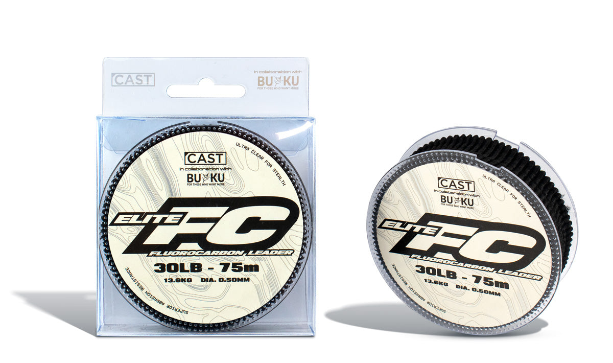 BUKU Cast Elite FC Fluorocarbon Fishing Leader Line - High Performance, Invisible Underwater for Bass, Trout & Saltwater Fishing