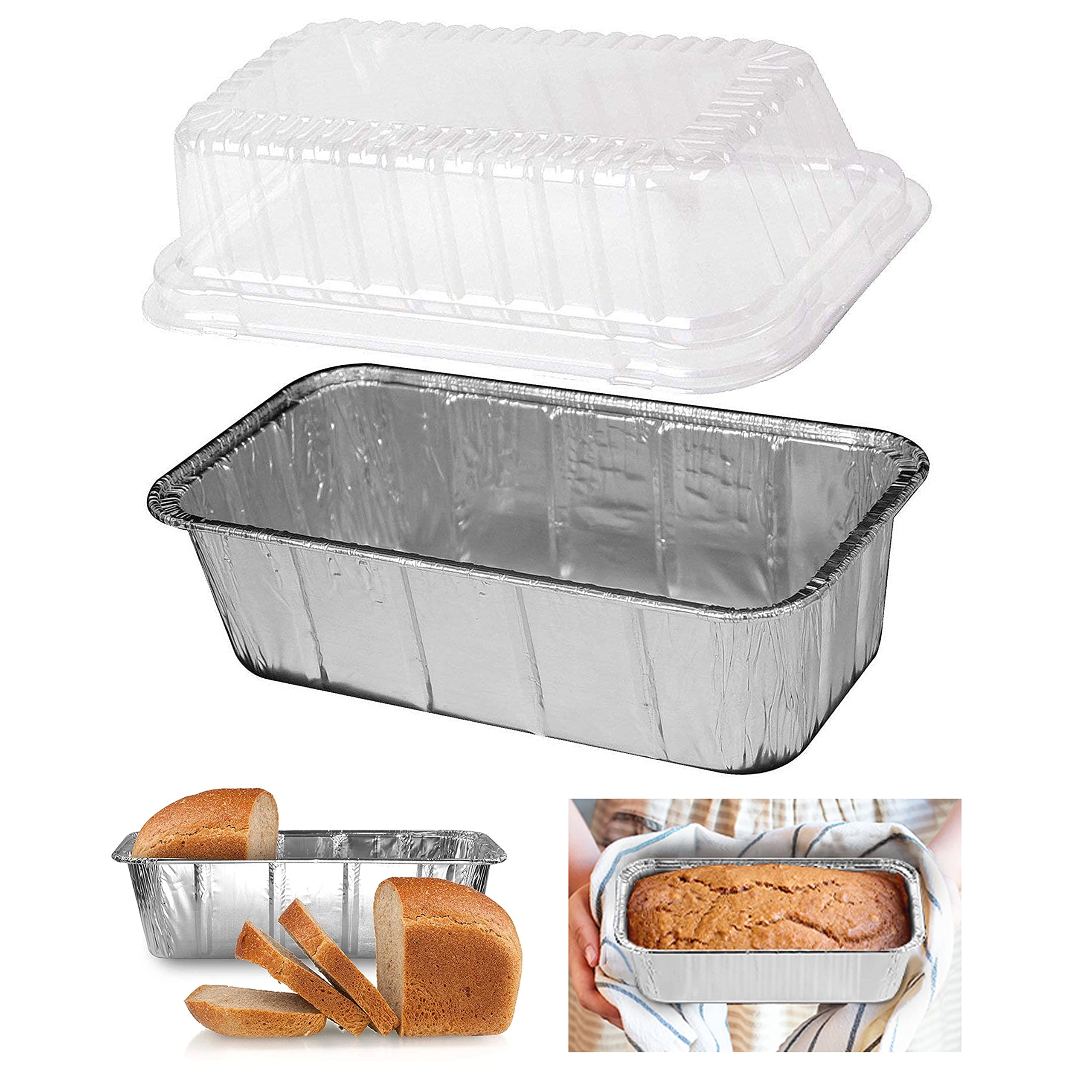 60-Pack 2LB Disposable Aluminum Loaf Pans with Lids - 8