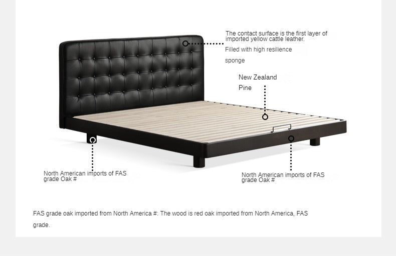 Premium Black Leather Suspension Bed - Luxurious & Durable for Bedroom, Guest Room, or Dorm - Enhances Comfort & Style