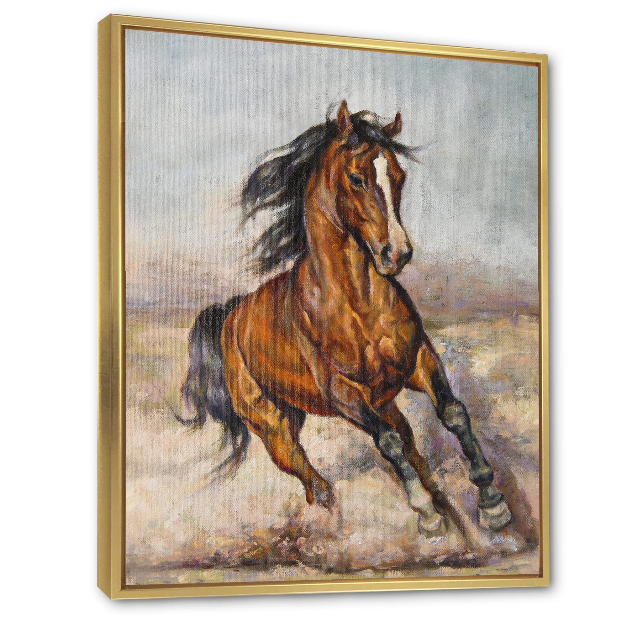 DesignQ Horse Racing Painting - Farmhouse Framed Canvas Wall Art Print for Living Room, Bedroom & Office Decor