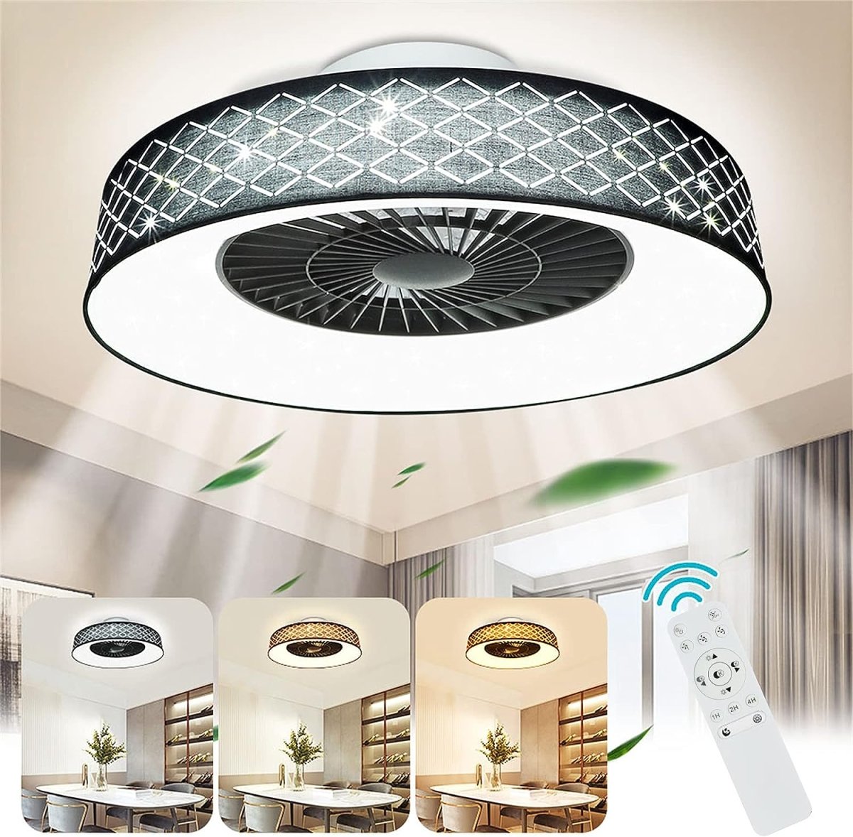 DLLT 18/22 Inch Flush Mount Ceiling Fan Remote Control Replacement - Infrared Starry Sky Fan Remote for Bedroom, Living Room & Nursery