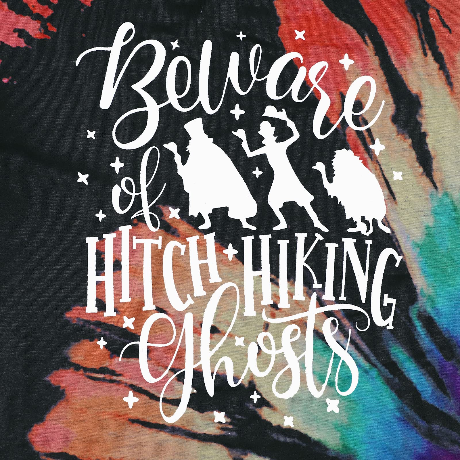 Funny Beware of Hitch Hiking Ghost T-Shirt for Women | Halloween Haunted Shirt | Short Sleeve Cotton Tee | Perfect for Halloween Parties & Spooky Events