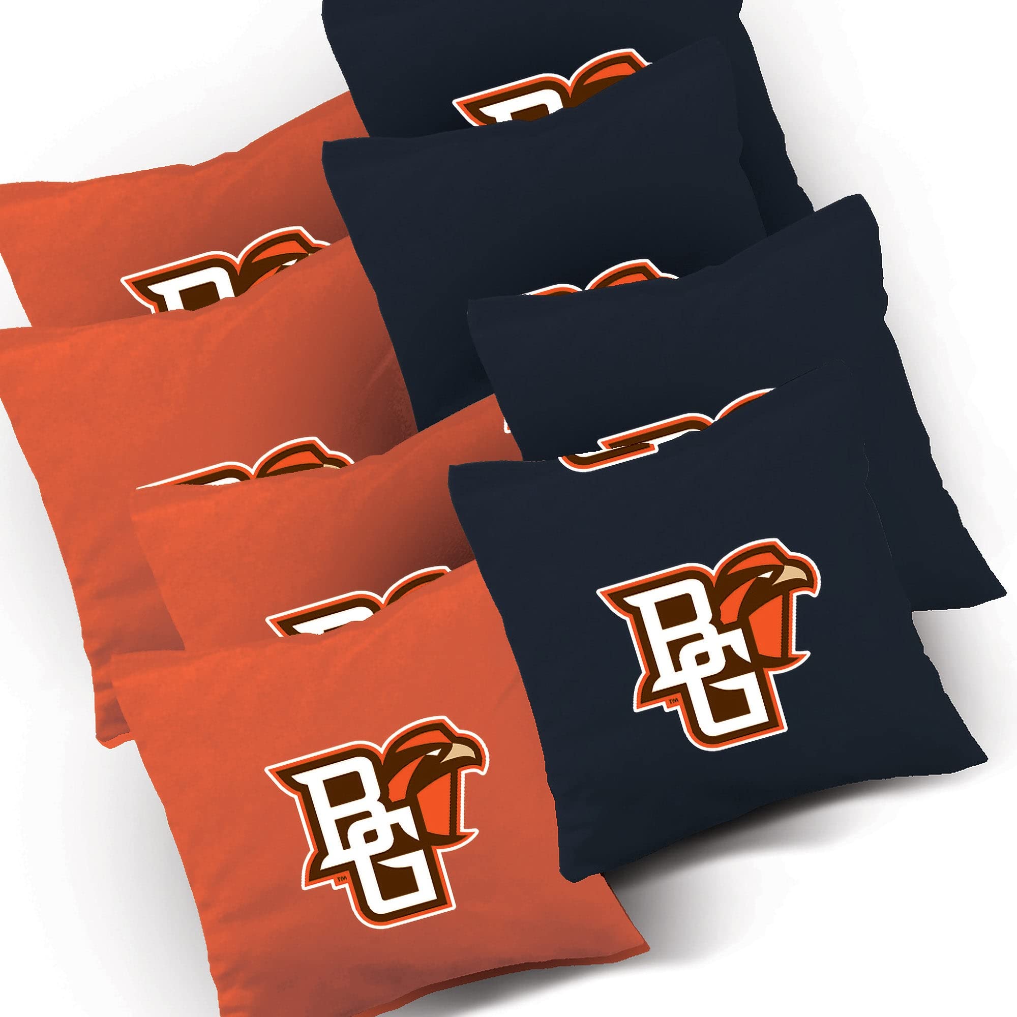 Premium Bowling Green Stained Striped Cornhole Boards Set - 2 Regulation-Sized Boards & 8 Custom Team Logo Bags | Outdoor Lawn Games, Tailgate Parties, Backyard BBQs, and Family Gatherings