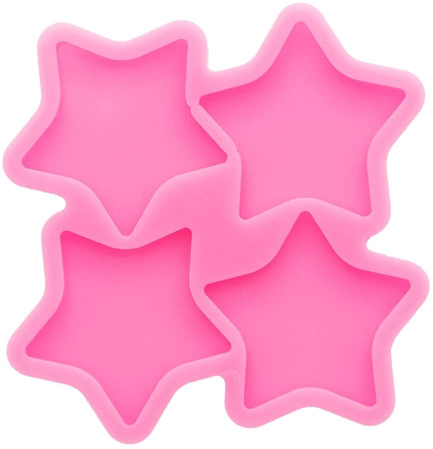 3Pcs Silicone Resin Molds Set - Star, Heart & Octagon 4-Cavity Molds (1.7 Inch) for DIY Jewelry, Badge Reels & Epoxy Casting | Perfect for Keychains, Pendants & Craft Projects