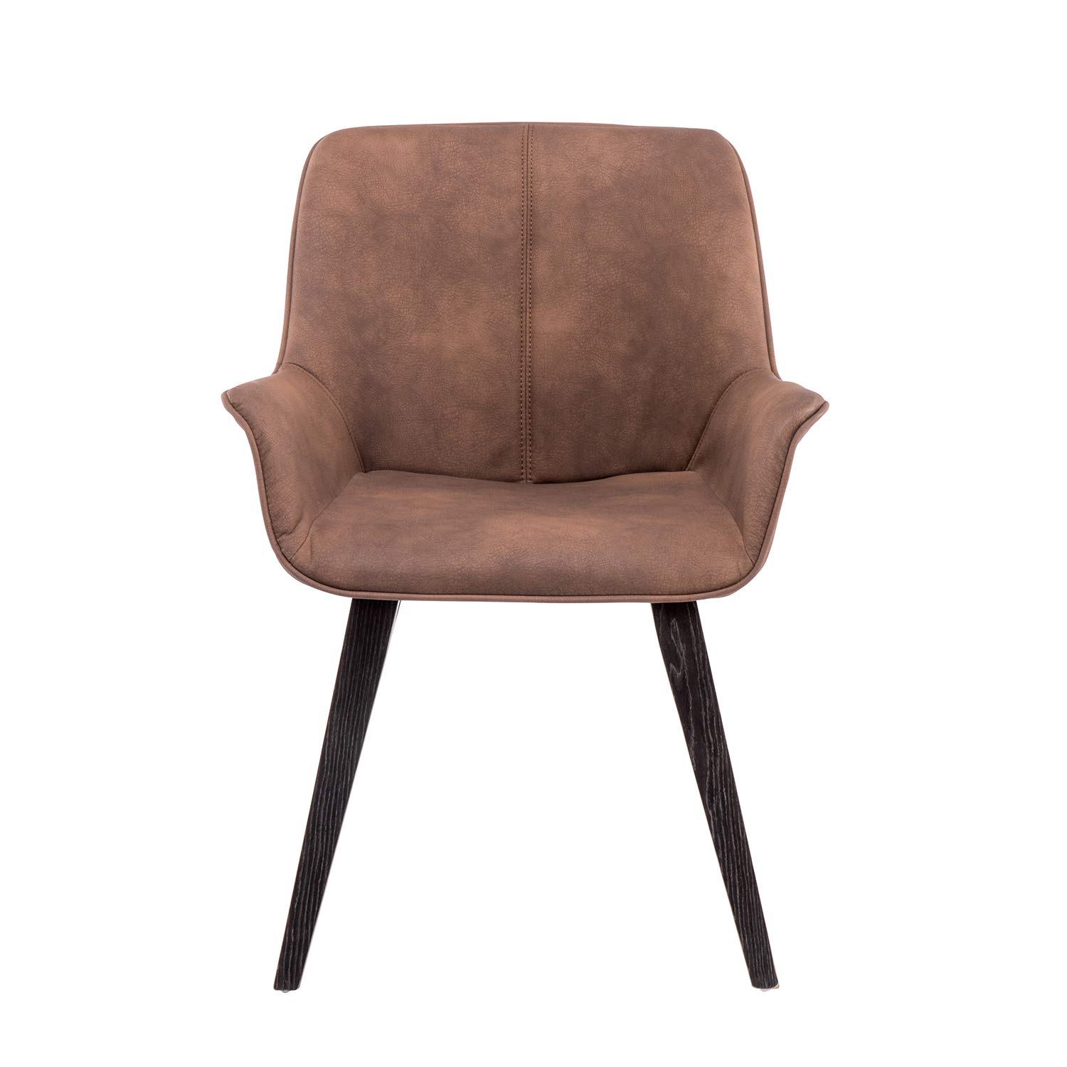 Modern Brown Faux Leather Dining Chairs - Set of 2 for Living Room, Kitchen & Office - Comfortable Side Chairs with Sturdy Metal Legs | Perfect for Home Decor, Restaurant & Small Spaces
