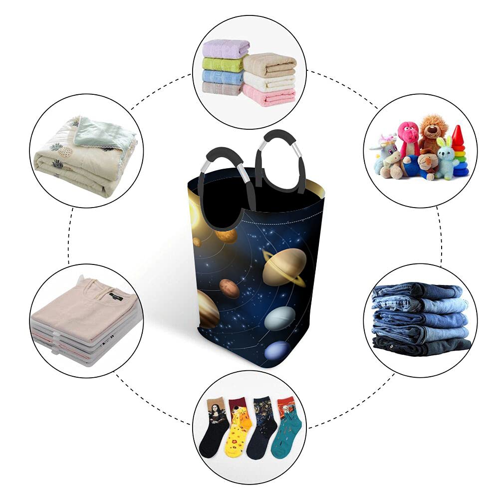 Wondertify 3D Solar System Laundry Hamper - Space Themed Clothes Basket with Carry Handles for Kids Room, Bedroom & Dorm Organization - Perfect for Storing Toys, Clothes & Linens