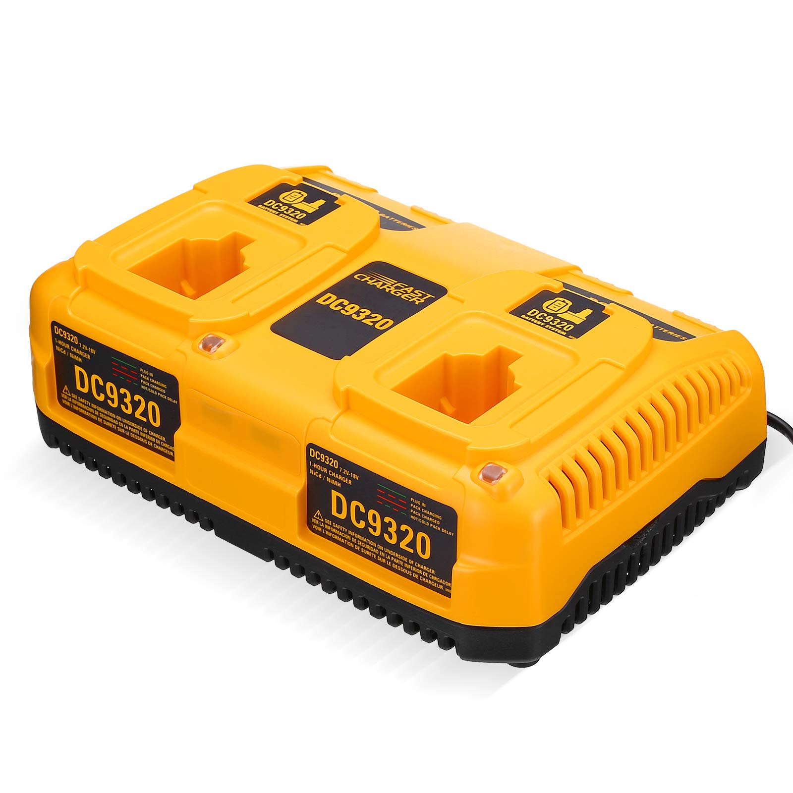7.2V-18V Dual Port Fast Battery Charger for Dewalt DC9098 DC9099 DW9099 - Replacement for 18V 14.4V 12V 9.6V NiCd/NiMH Pod Style Batteries - Power Tools Charging Station for Drills, Saws & Cordless Tools