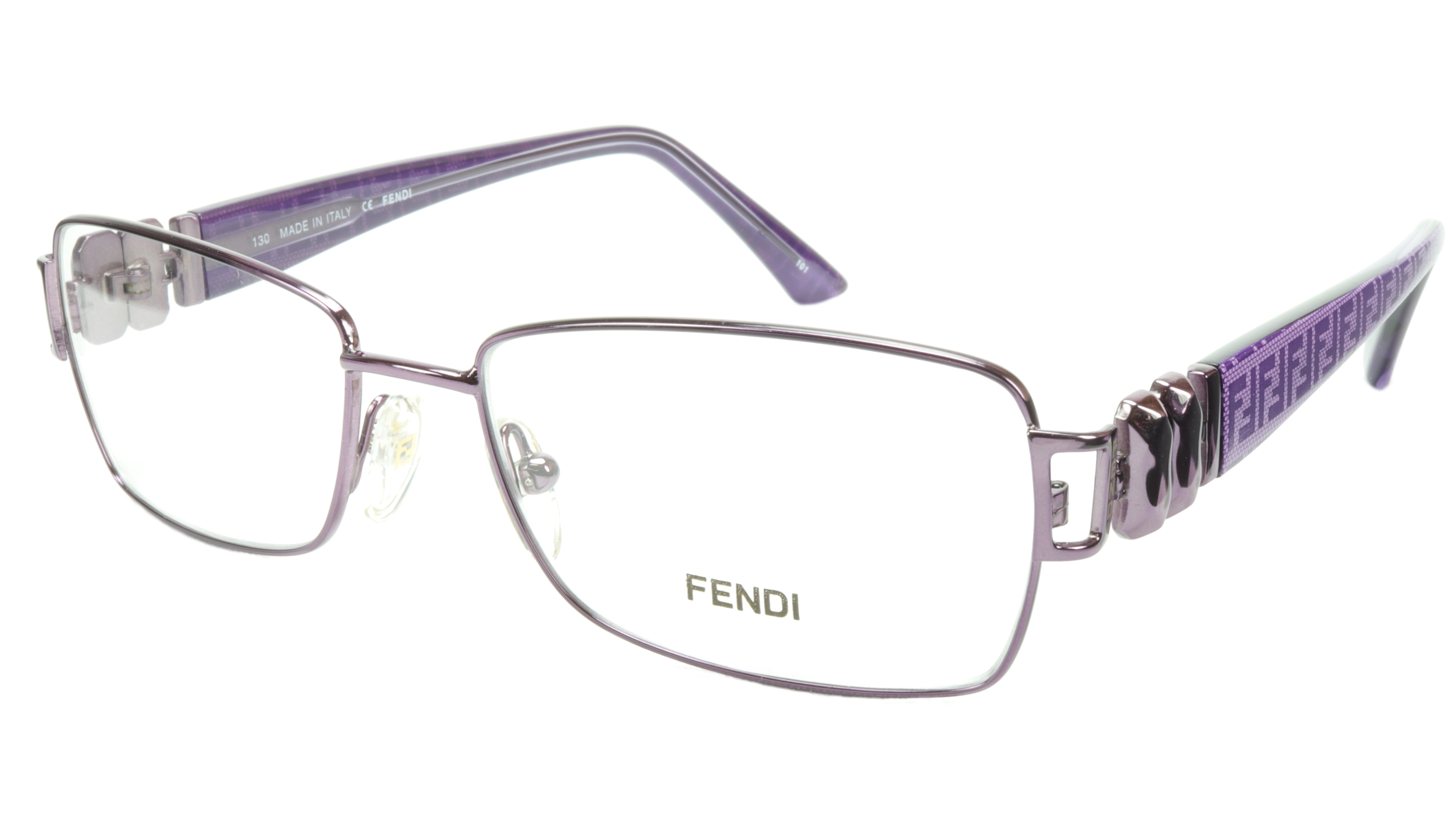 FENDI F883 (539) Violet Metal & Acetate Eyeglass Frames - Made in Italy - 53-16-130 Size - Perfect for Fashion Lovers & Office Wear