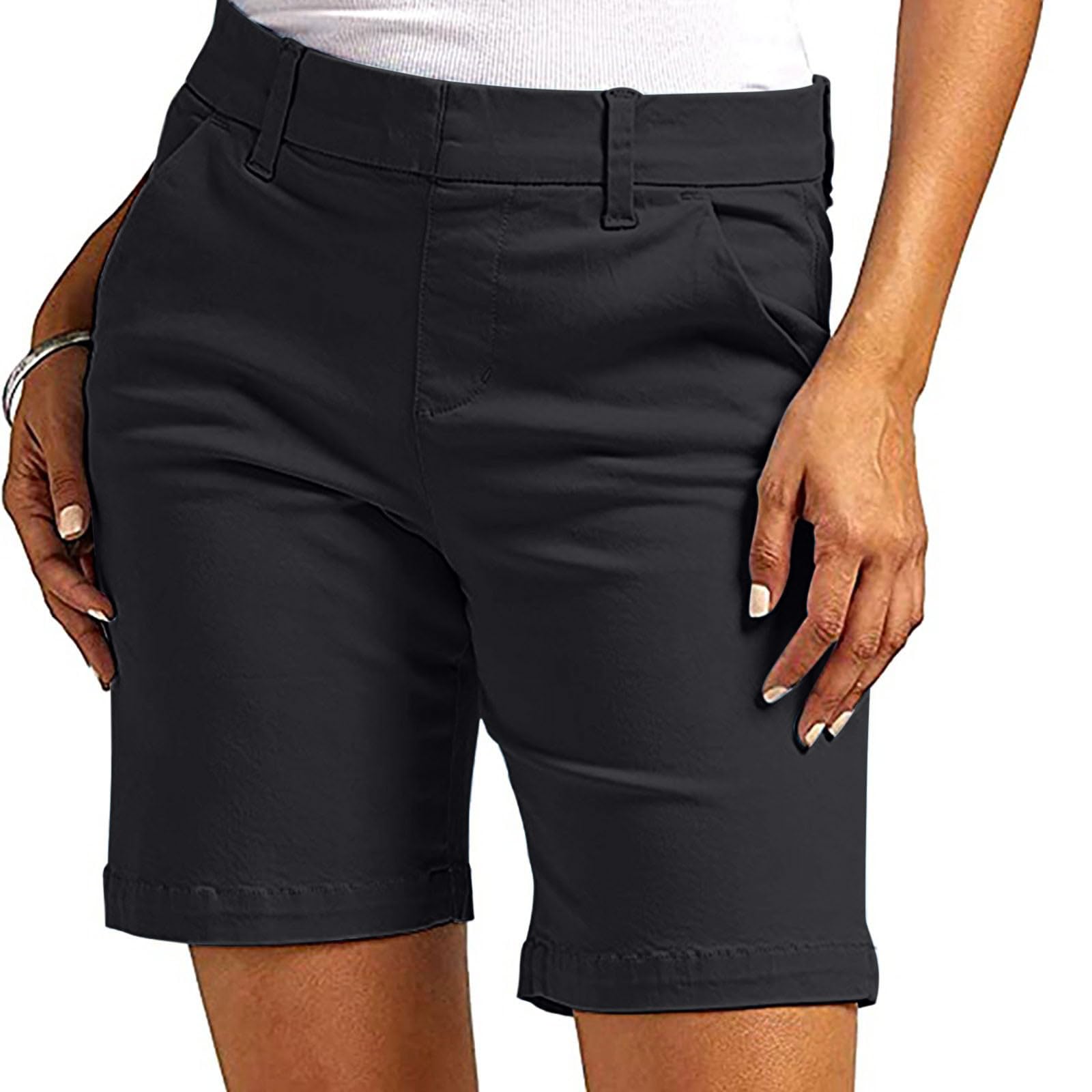 Y2K Stretchy Women's High Waisted Bermuda Shorts - Summer Casual Wear