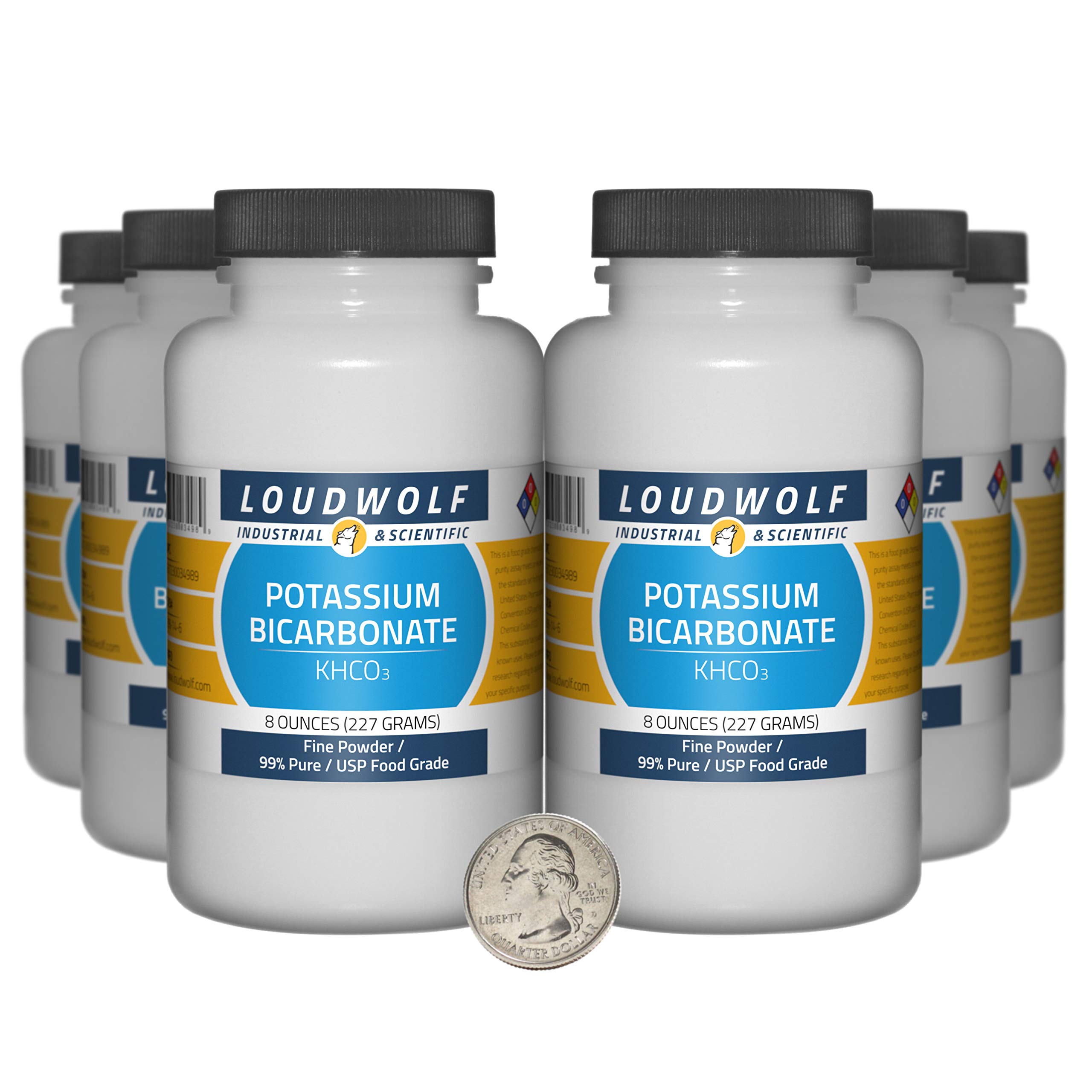 **3 Pounds Potassium Bicarbonate (6 Bottles) - 99% Pure USP Food Grade Fine Powder for Baking, Cleaning & Health Supplements**