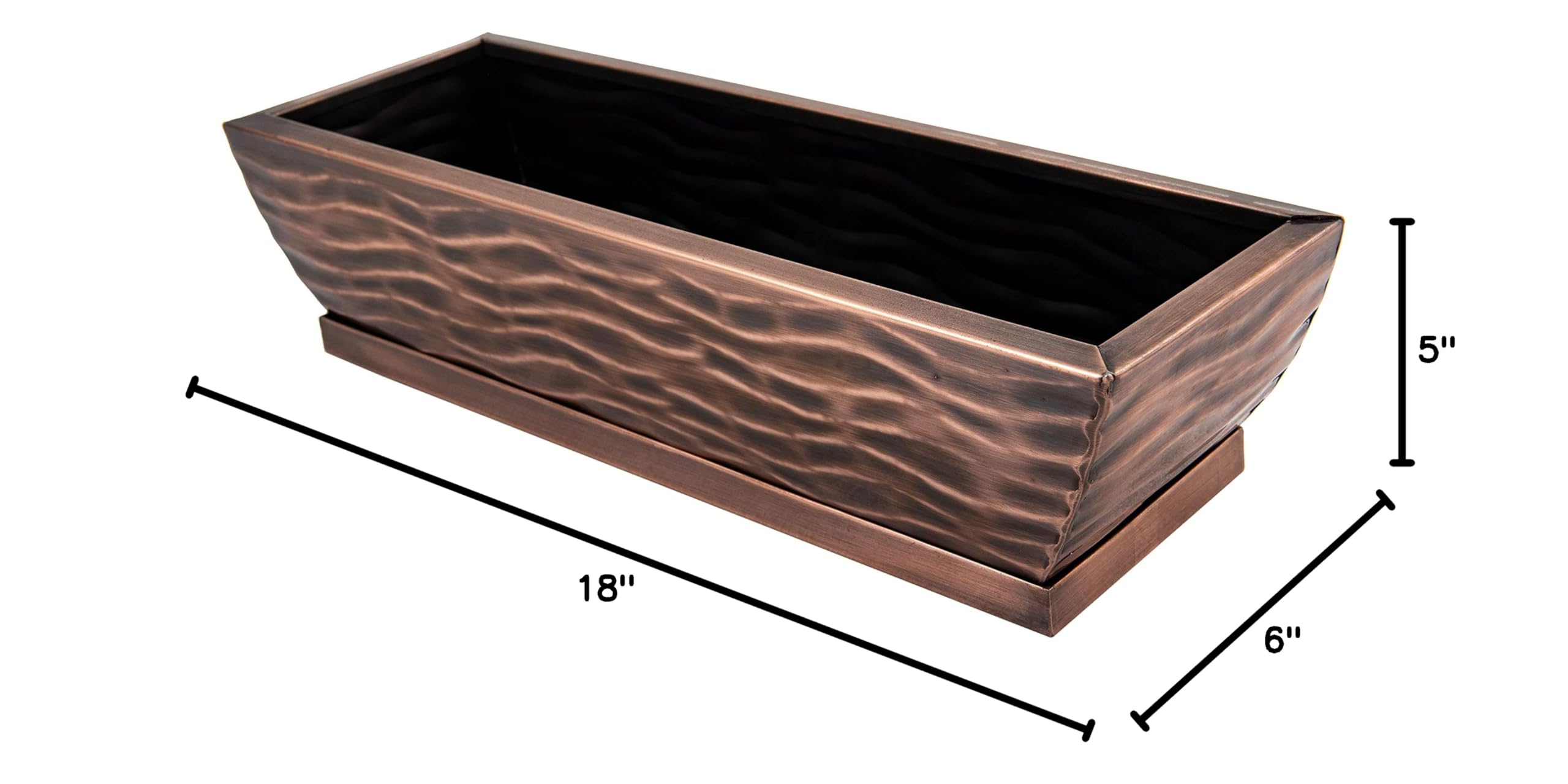 H Potter Rectangular Succulent Planter - Large Antique Copper Indoor/Outdoor Flower Pot Window Box for Home Decor, Garden, Patio & Office Plants