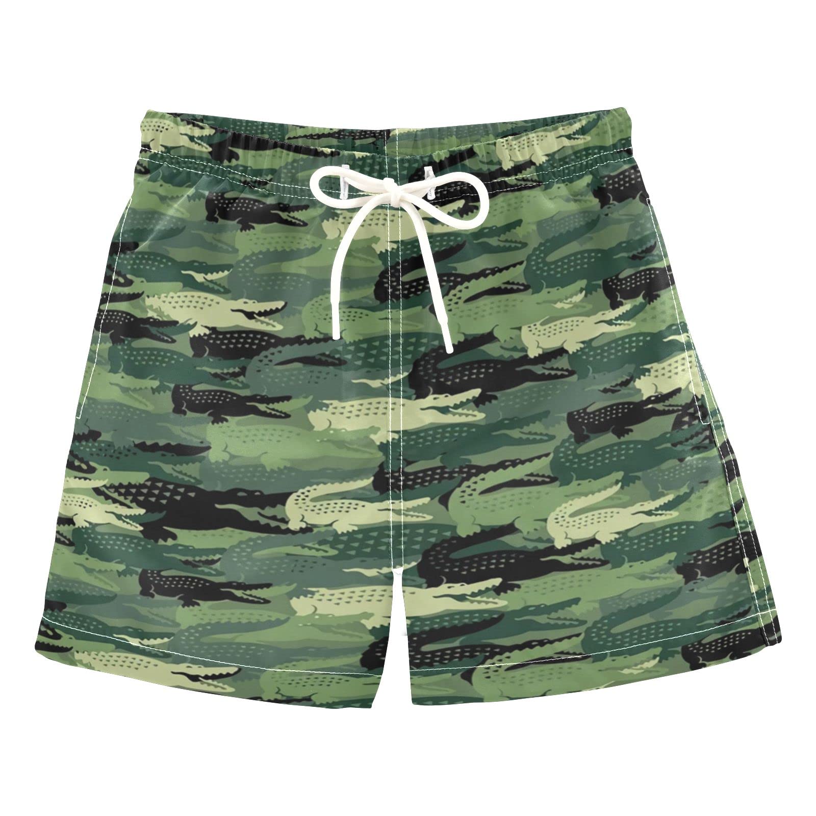 AMICHIC Boys' Crocodile Swim Trunks - Quick Dry Swim Board Shorts for Kids Toddler Teens (2T-8) - Perfect for Beach, Pool, and Summer Water Activities