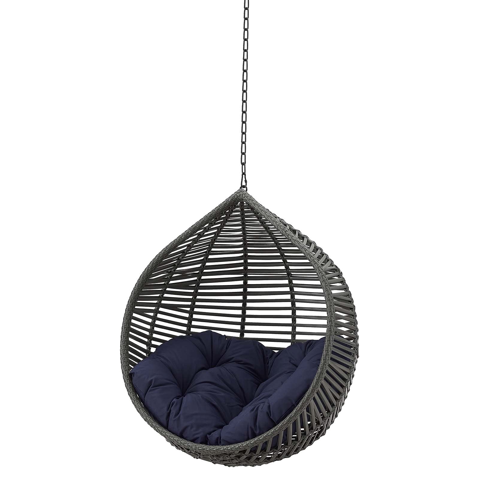 Swing Lounge Chair in Grey, Blue, Navy - Modern Outdoor Patio, Balcony, Cafe, Bistro, Garden, Hotel - Perfect for Relaxing and Lounging