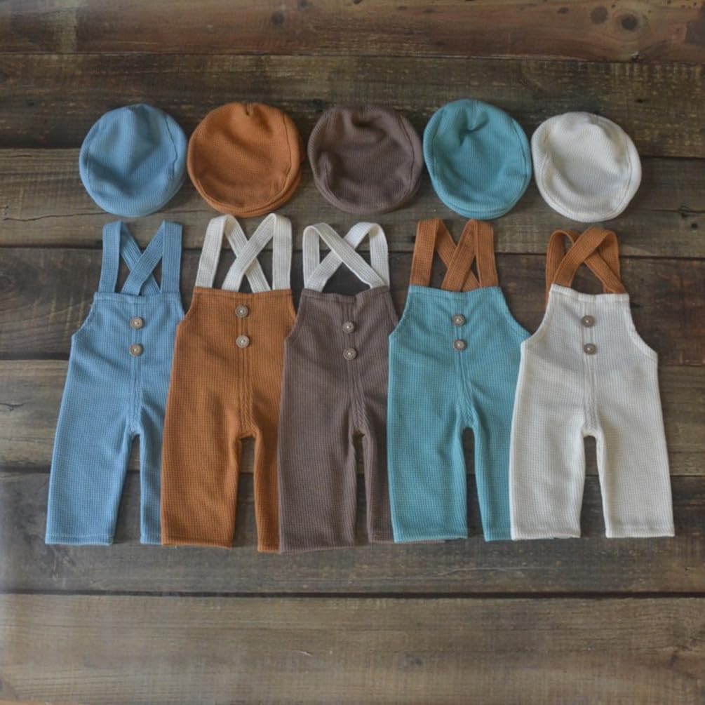 Newborn Baby Boy Girl Crochet Outfit Set - Photography Costume with Hat & Pants - Perfect for Photo Shoots, Christening, First Birthday & Family Portraits